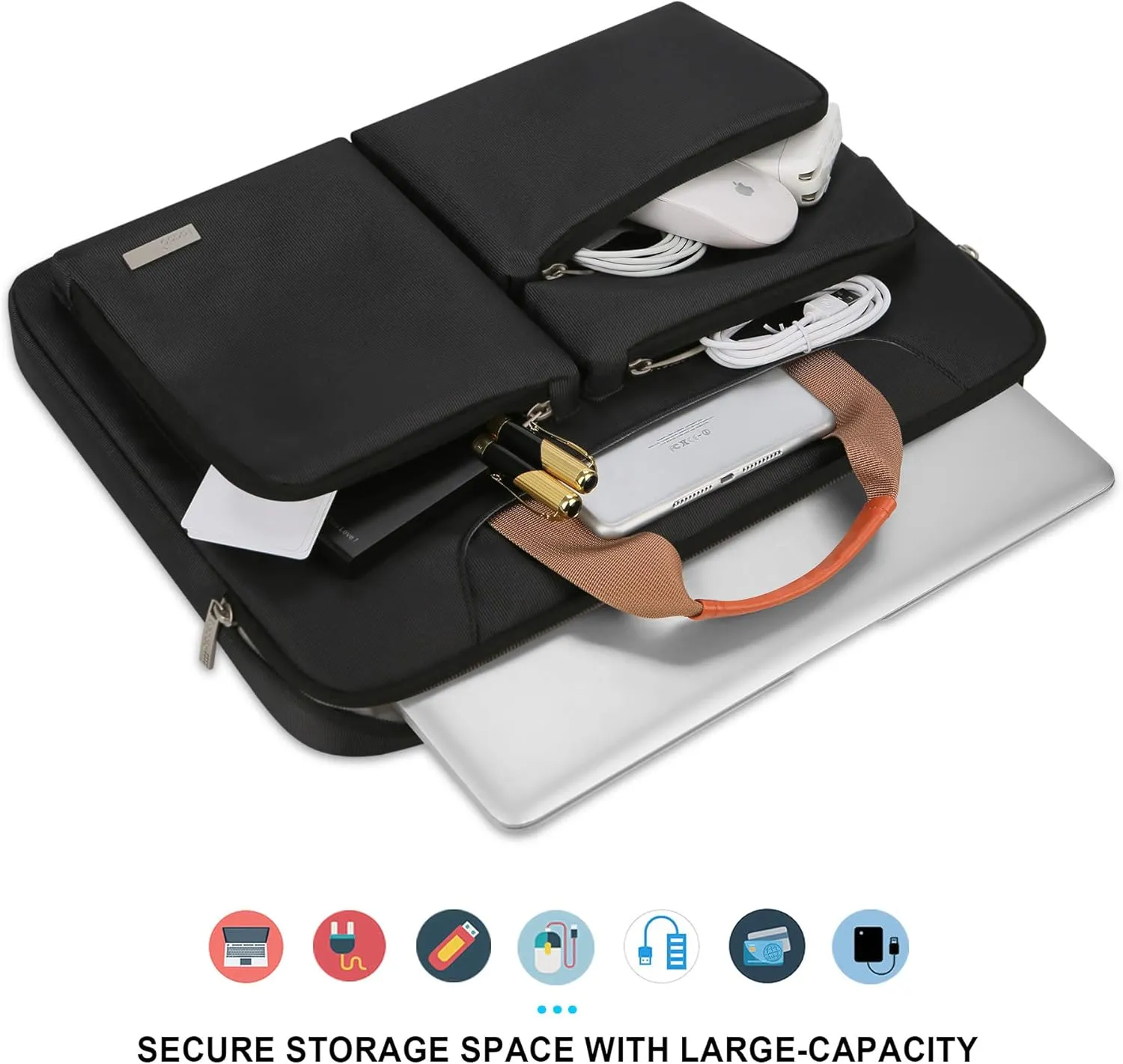 Lacdo 360° Protective Laptop Shoulder Bag for 13 inch New MacBook Air M4 A3240 2025, M3 A3113, M2 A2681, M1 A2337 A2179 A1932 2024-2018 | 13 inch MacBook Pro M2 M1 A2338 A2251 A2289 Computer Bag,Black
