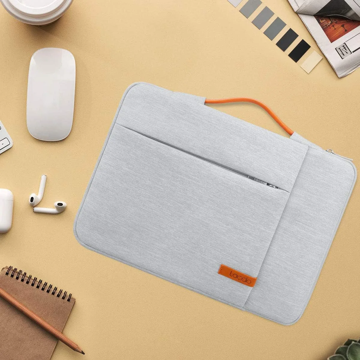 Lacdo 360° Protective Laptop Sleeve Case for 13 inch New MacBook Air M4 A3240 2025, M3 A3113, M2 A2681, M1 A2337 | 13" MacBook Pro M2/M1 A2338 A2251 | 13" iPad Air M3 / iPad Pro M4 Computer Bag, Gray