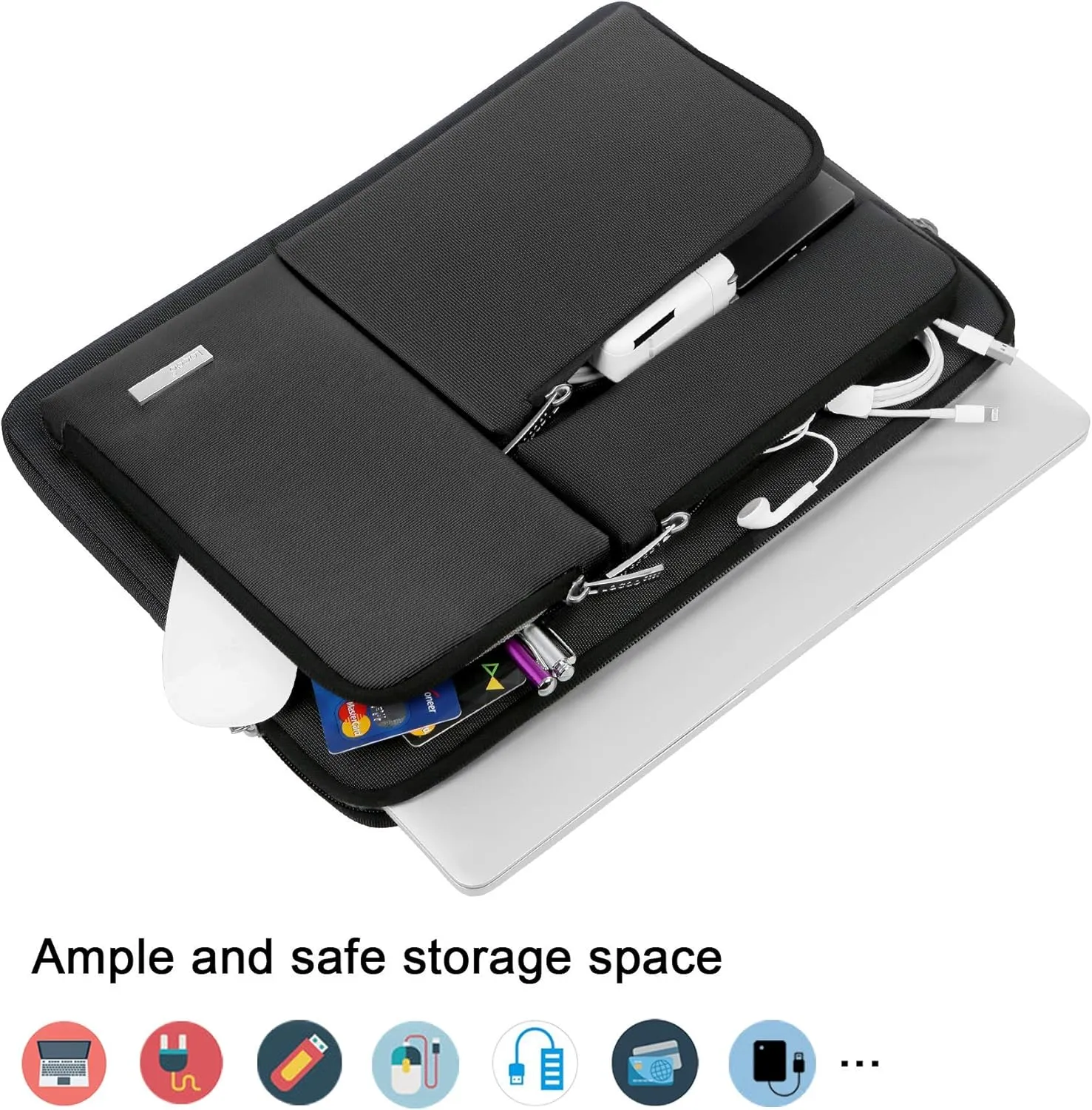 Lacdo 360° Protective Laptop Sleeve Case for 15.6 Inch Acer Aspire 5, E 15, Predator Helios 300, Flagship/ASUS VivoBook 15 / Dell Inspiron 15 / Lenovo Ideapad 330 / Pavilion 15, Computer Bag, Black