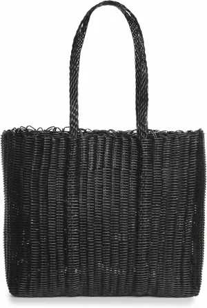 Laguna Beach Textile Co Mammoth Black Beach Bag - Oversized, Waterproof, Woven, Recycled, Picnic, Beach & Outdoor Carryall Tote