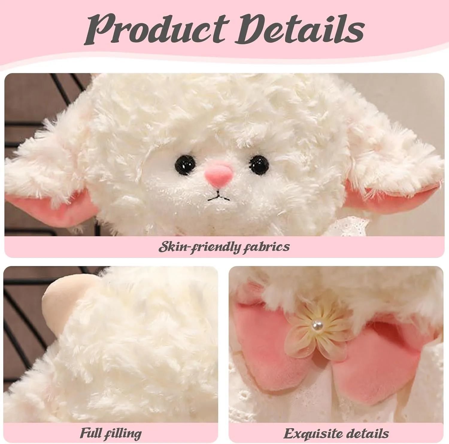 Lamb Stuffed Animal Plush Lamb Plush Toy Cute Little Sheep Stuffed Animal Soft Gift for Kids Boys and Girls Birthday Home Decor 9"
