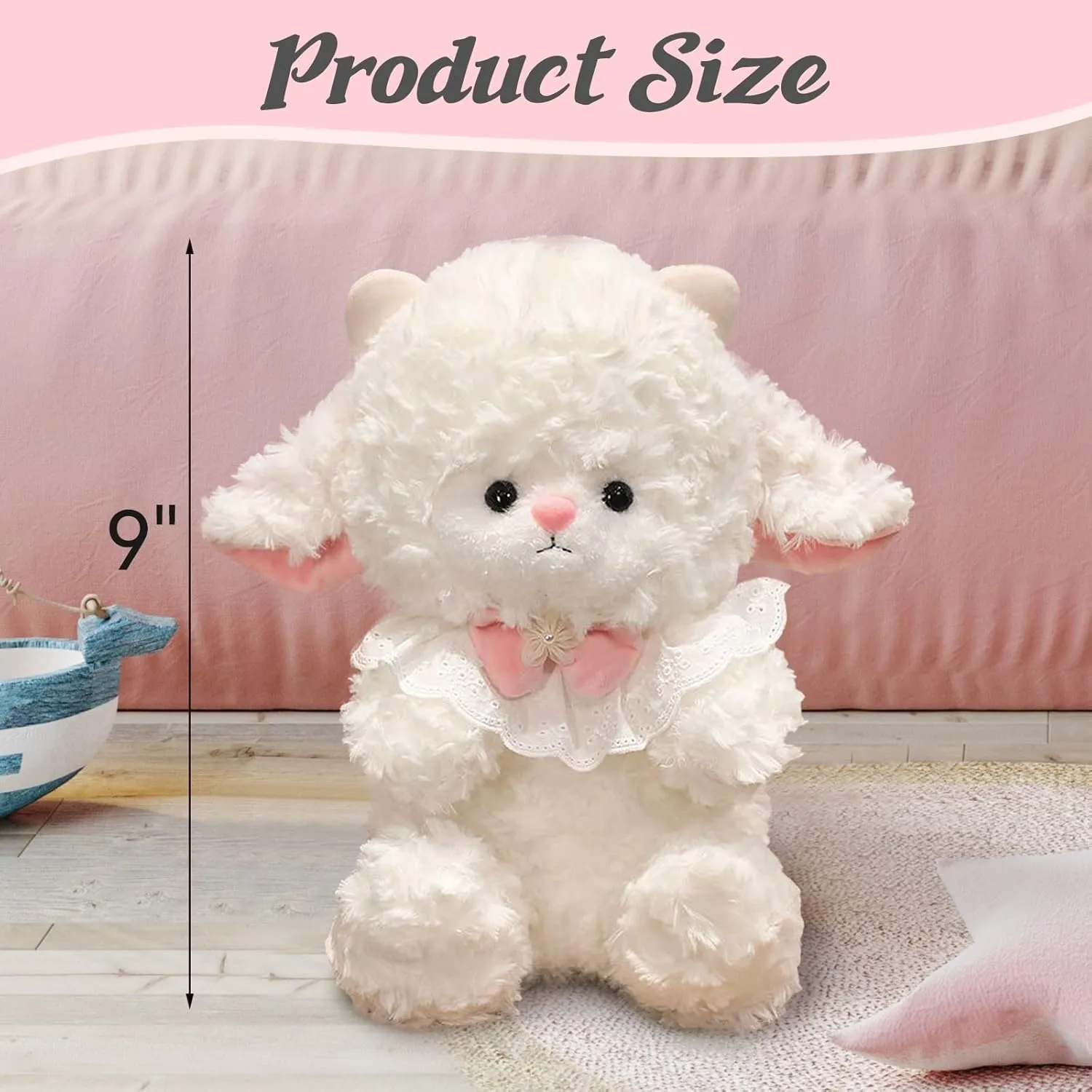 Lamb Stuffed Animal Plush Lamb Plush Toy Cute Little Sheep Stuffed Animal Soft Gift for Kids Boys and Girls Birthday Home Decor 9"