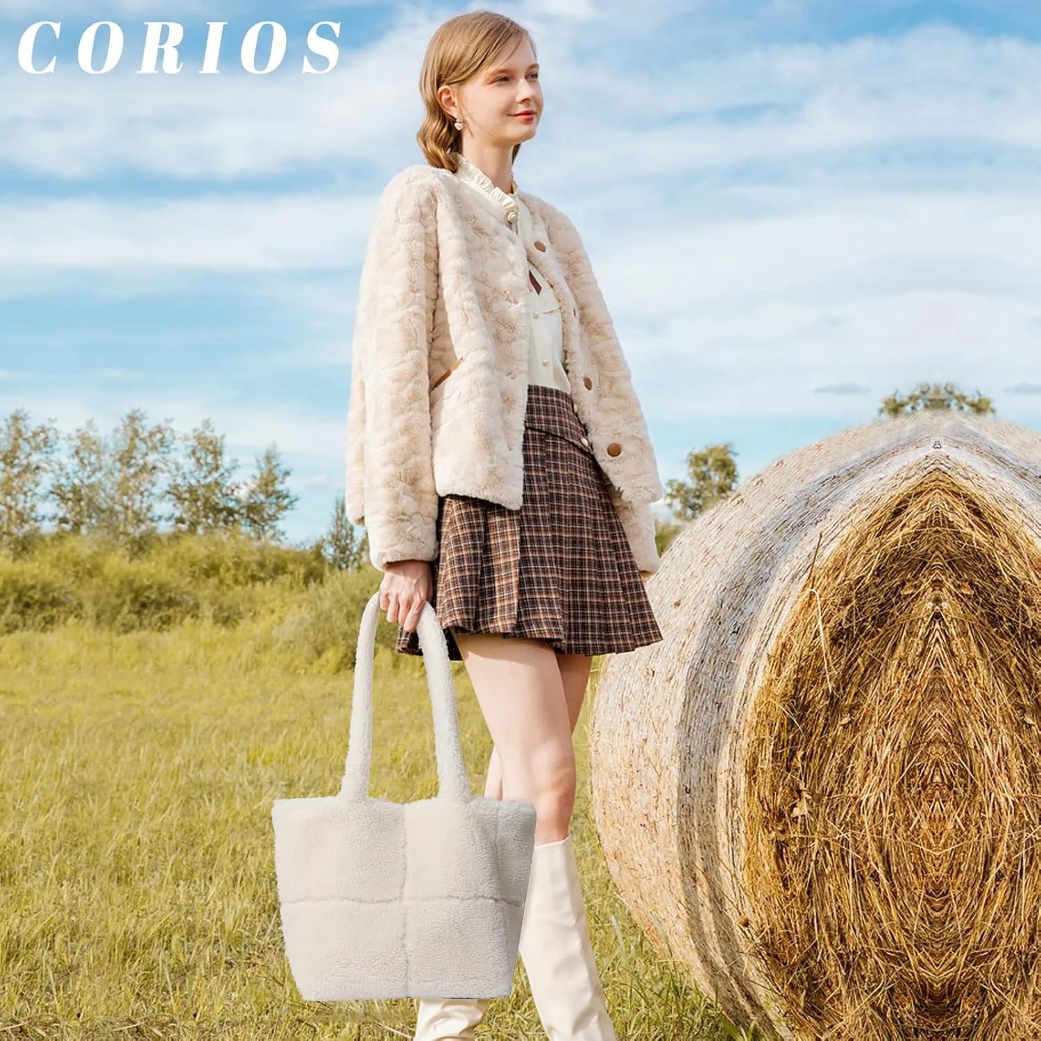Lamb Wool Handbag for Women Soft Plush Shoulder Bag Fluffy Tote Bag Furry Top Handle Bag Cute Fuzzy Hobo Bag