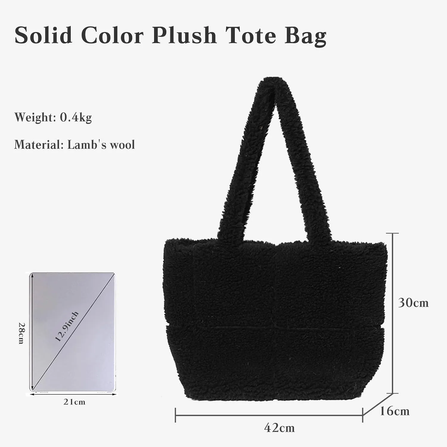 Lamb Wool Handbag for Women Soft Plush Shoulder Bag Fluffy Tote Bag Furry Top Handle Bag Cute Fuzzy Hobo Bag