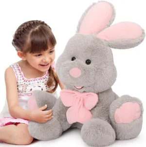 Lanmore Giant Bunny Stuffed Animal Easter Rabbit Toy Plush, Soft Animal Pillow for Boy Girl Girlfriend, for Special Day, Gray, 31.5 inches
