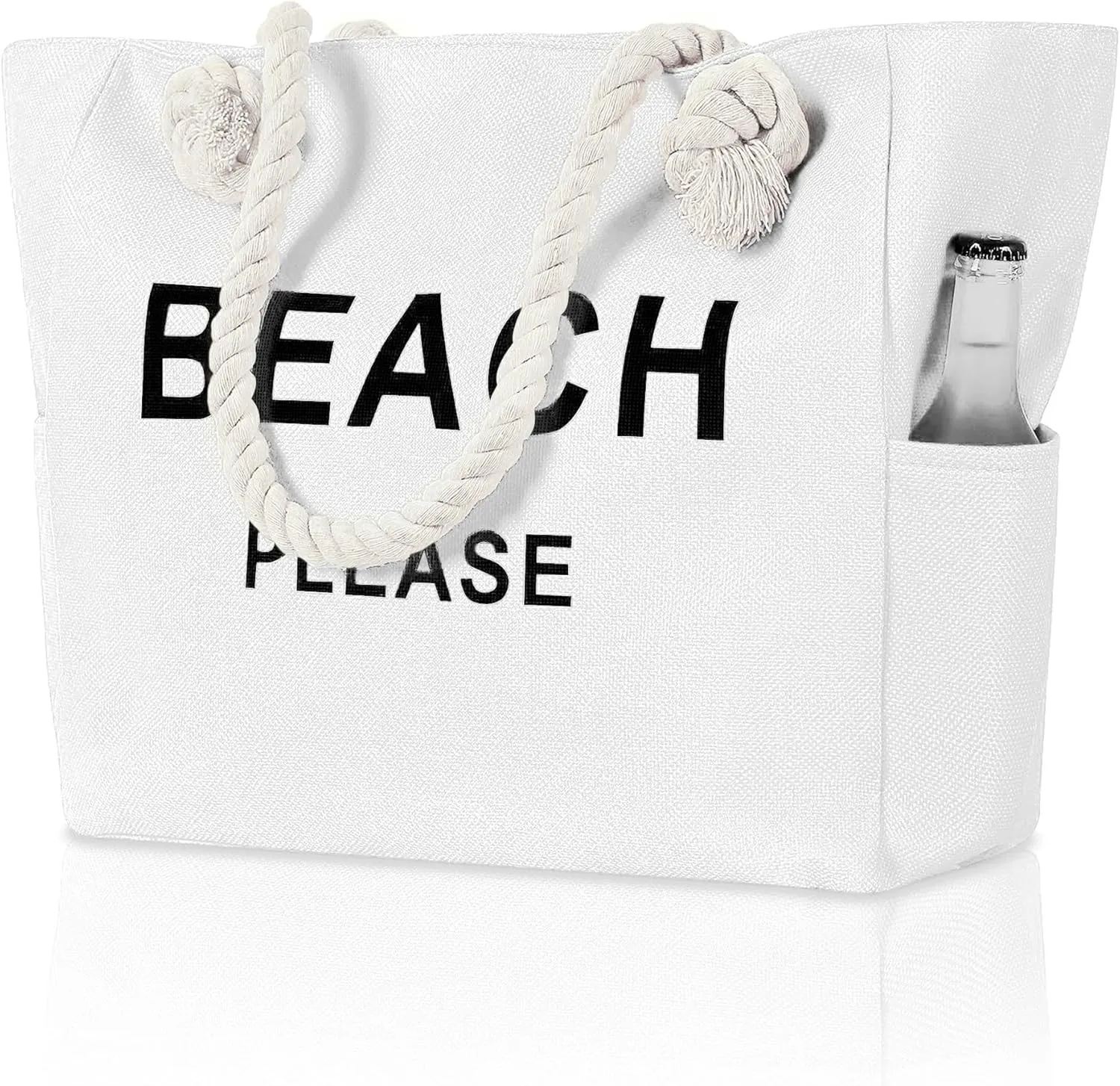 Large Canvas Beach Tote Bag with Zipper Women Swim, Travel, Shopping, Gym and Beach Holiday Cruise Essentials