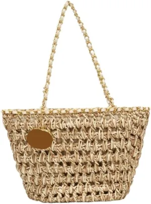 Large capacity Bag Fresh Hollow - out Straw Handbag, Essential for Leisure and Vacation Ladies shoulder Bag