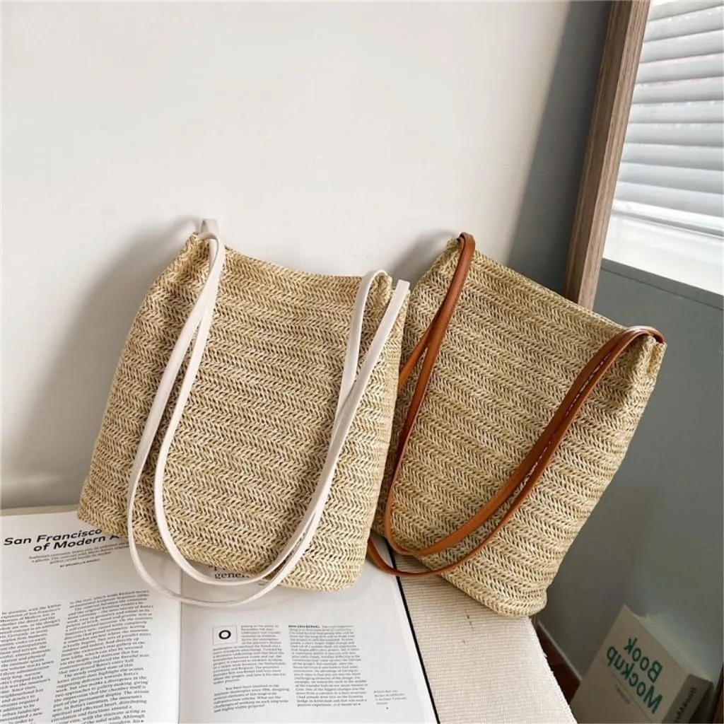 Large capacity Bag Simple and Casual Straw Shoulder Bag: Start a Carefree Outing Mode Ladies shoulder Bag