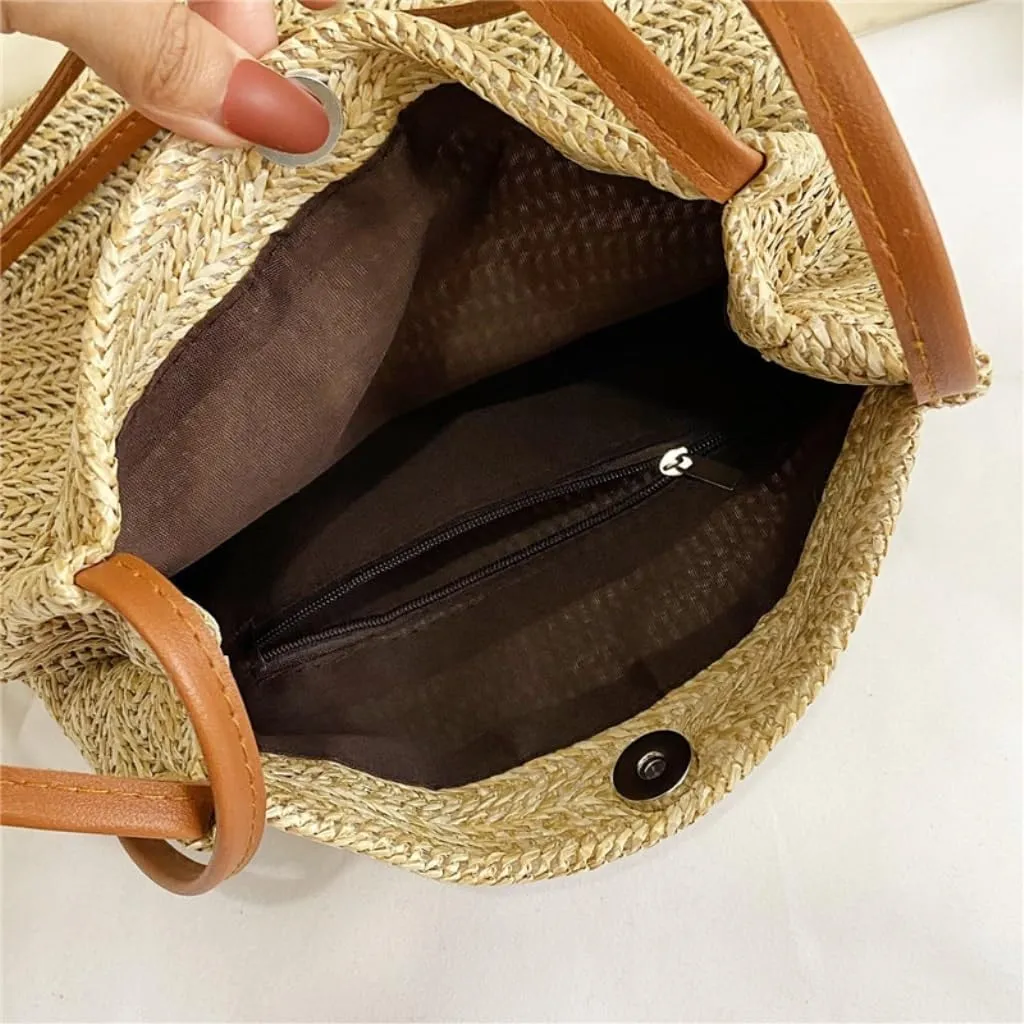 Large capacity Bag Simple and Casual Straw Shoulder Bag: Start a Carefree Outing Mode Ladies shoulder Bag