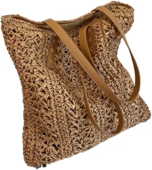 Large capacity Bag Simple Hollow - out Straw Tote Bag: Encounter Leisure Time Ladies shoulder Bag