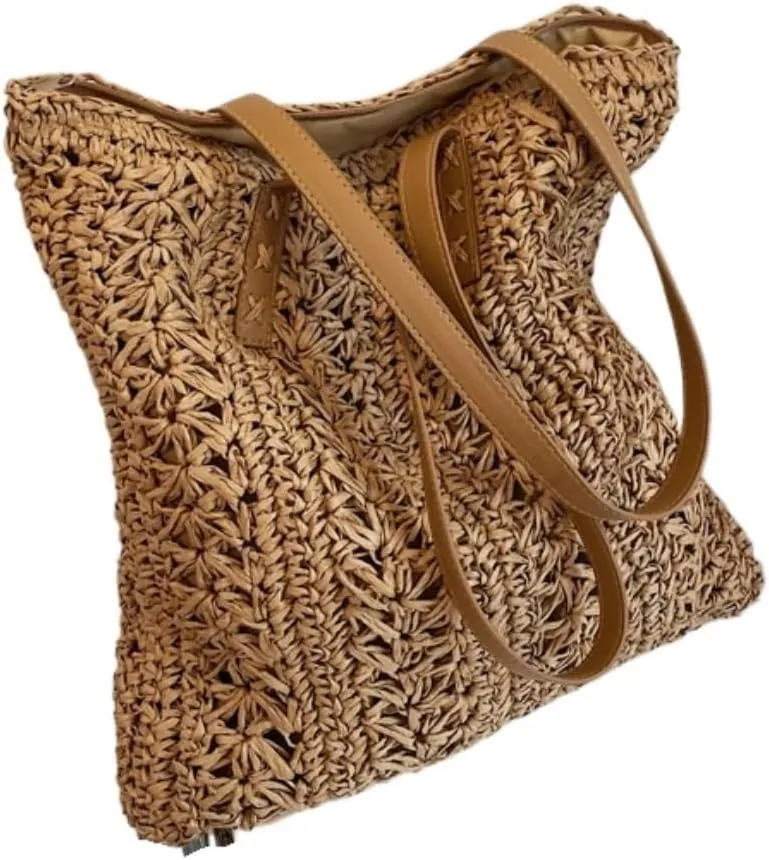 Large capacity Bag Simple Hollow - out Straw Tote Bag: Encounter Leisure Time Ladies shoulder Bag