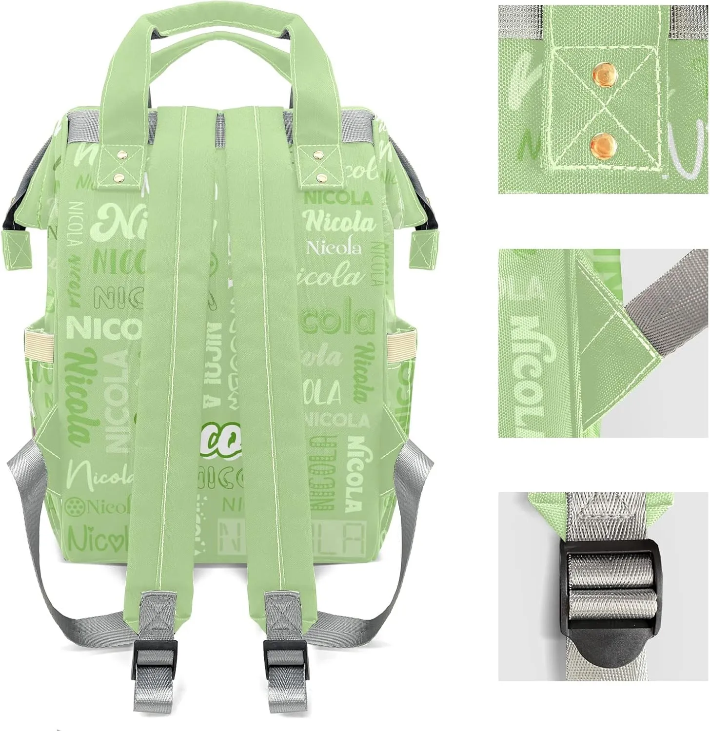 Large Capacity Custom Diaper Bag with Name, Multifunction Personalized Diaper Bag Backpack for Baby Girl Boy, Fashion Shoulder Bag Waterproof Casual Daypack Travel Backpack for Mom