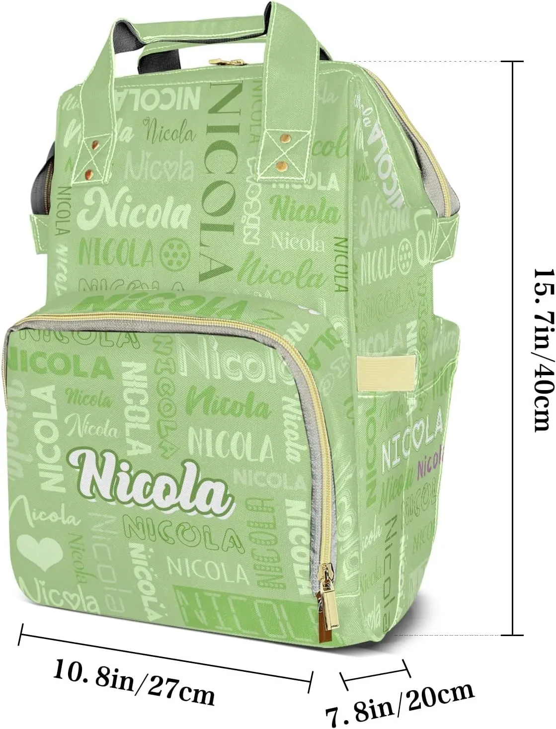 Large Capacity Custom Diaper Bag with Name, Multifunction Personalized Diaper Bag Backpack for Baby Girl Boy, Fashion Shoulder Bag Waterproof Casual Daypack Travel Backpack for Mom