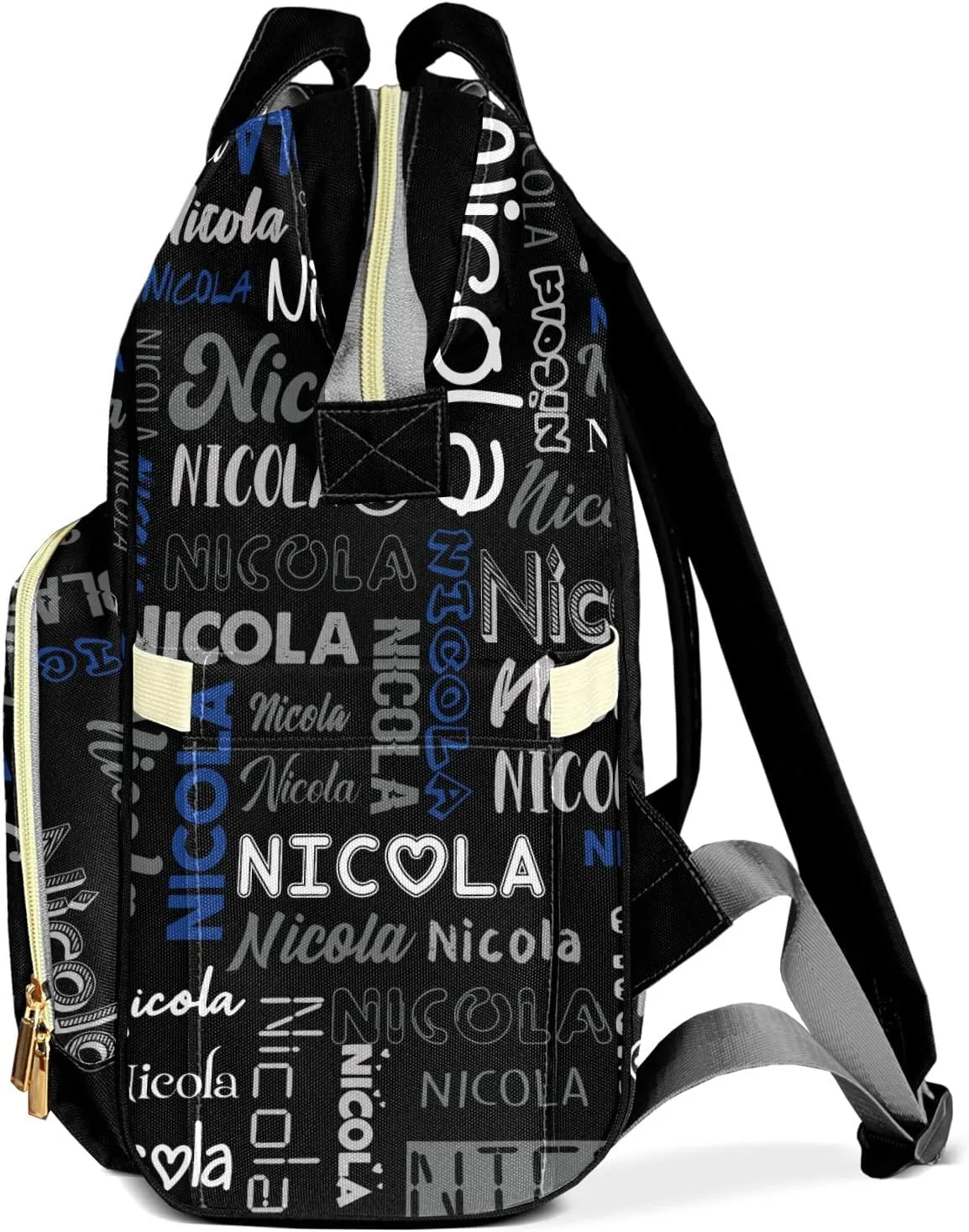Large Capacity Custom Diaper Bag with Name, Multifunction Personalized Diaper Bag Backpack for Baby Girl Boy, Fashion Shoulder Bag Waterproof Casual Daypack Travel Backpack for Mom