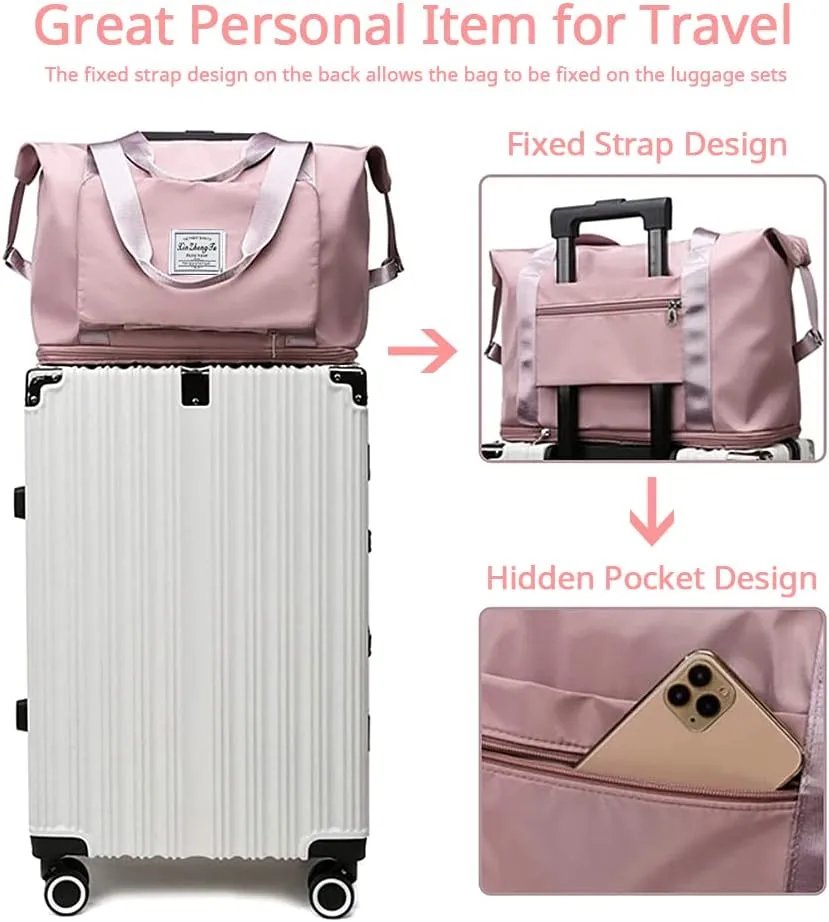 Large Capacity Foldable Travel Bag, Expandable Waterproof Carry on Bag, Dry and Wet Separation Spor Duffel Bags