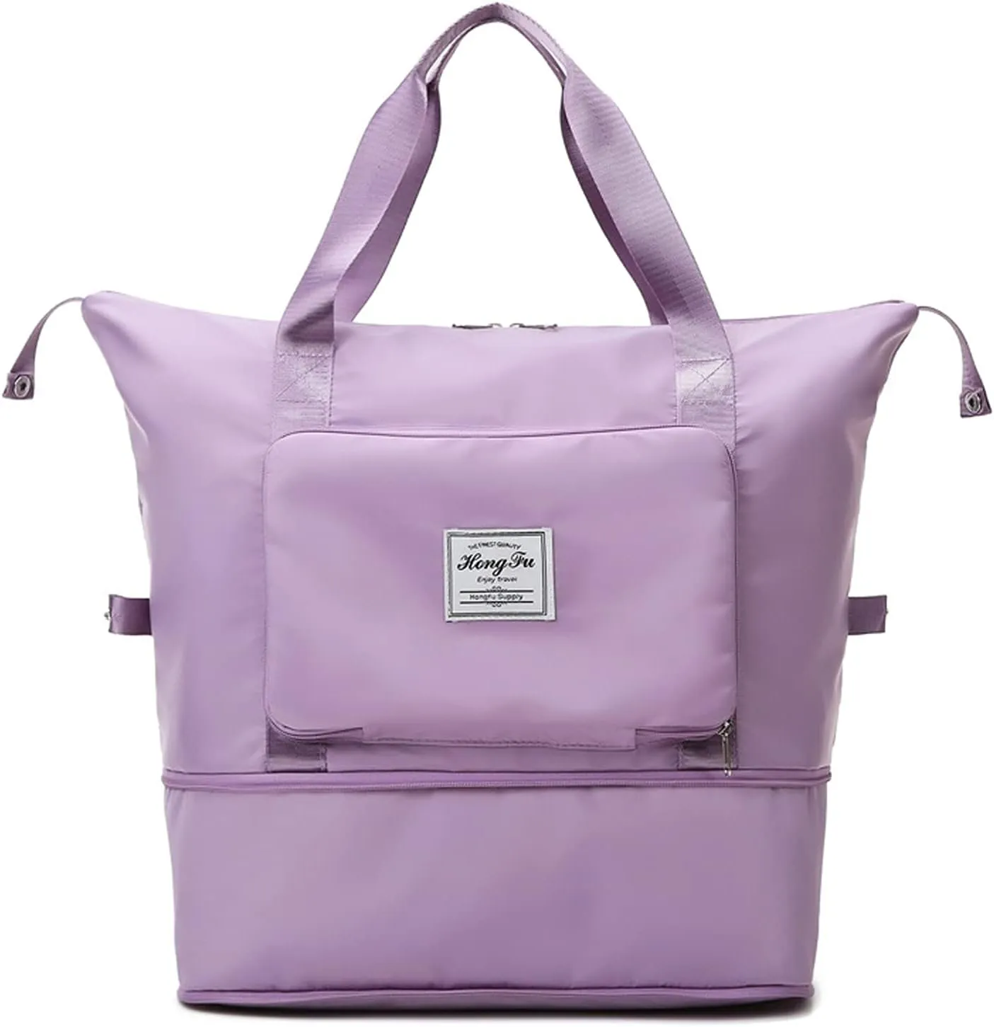 Large Capacity Folding Travel Bag, Foldable Travel Duffel Bag, Dry and Wet Separation Sports Portable Shoulder Bag, Travel Lightweight Waterproof Carry Luggage Bag（purple）