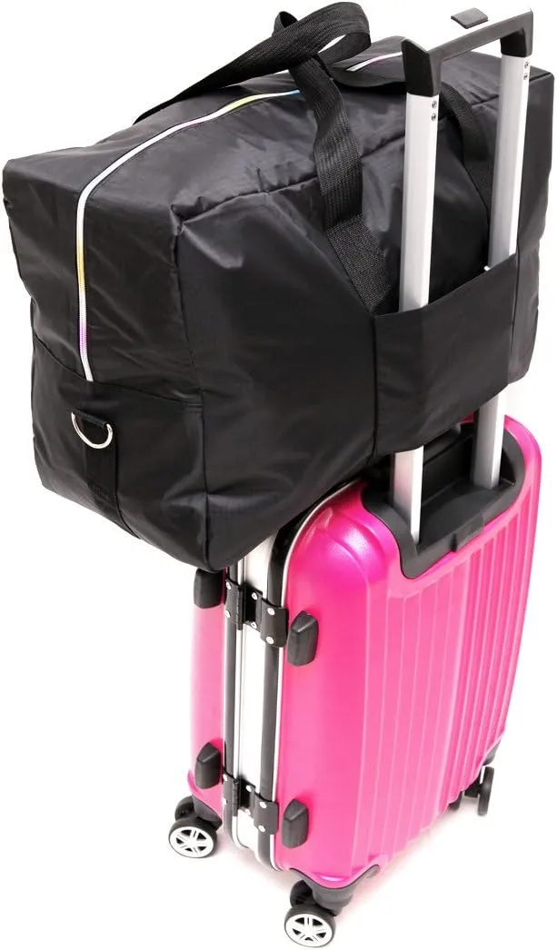 Large Foldable Travel Duffel Bag, Sports Tote Gym Bag For Women with Trolley Sleeve Weekender Overnight Carry On Checked Luggage Bag Hospital Bag Tote Shoulder Handbag Bag