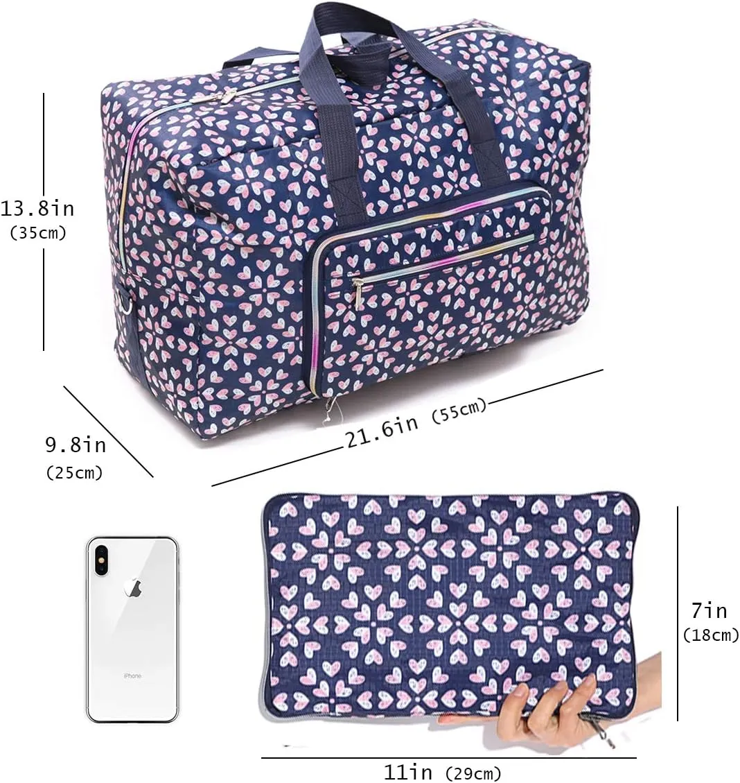 Large Foldable Travel Duffel Bag, Sports Tote Gym Bag For Women with Trolley Sleeve Weekender Overnight Carry On Checked Luggage Bag Hospital Bag Tote Shoulder Handbag Bag