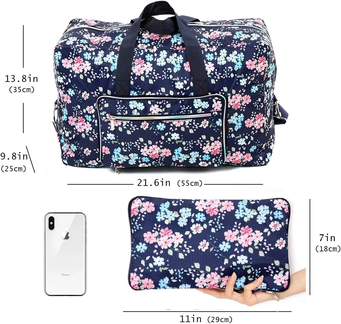 Large Foldable Travel Duffel Bag, Sports Tote Gym Bag For Women with Trolley Sleeve Weekender Overnight Carry On Checked Luggage Bag Hospital Bag Tote Shoulder Handbag Bag