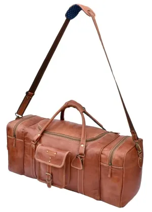 Large Leather 32 Inch Luggage Handmade Duffel Bag Carryall Weekender Travel Overnight Gym Sports Carry On Duffel Bag For Men And Women (24 inch) (32 inch)