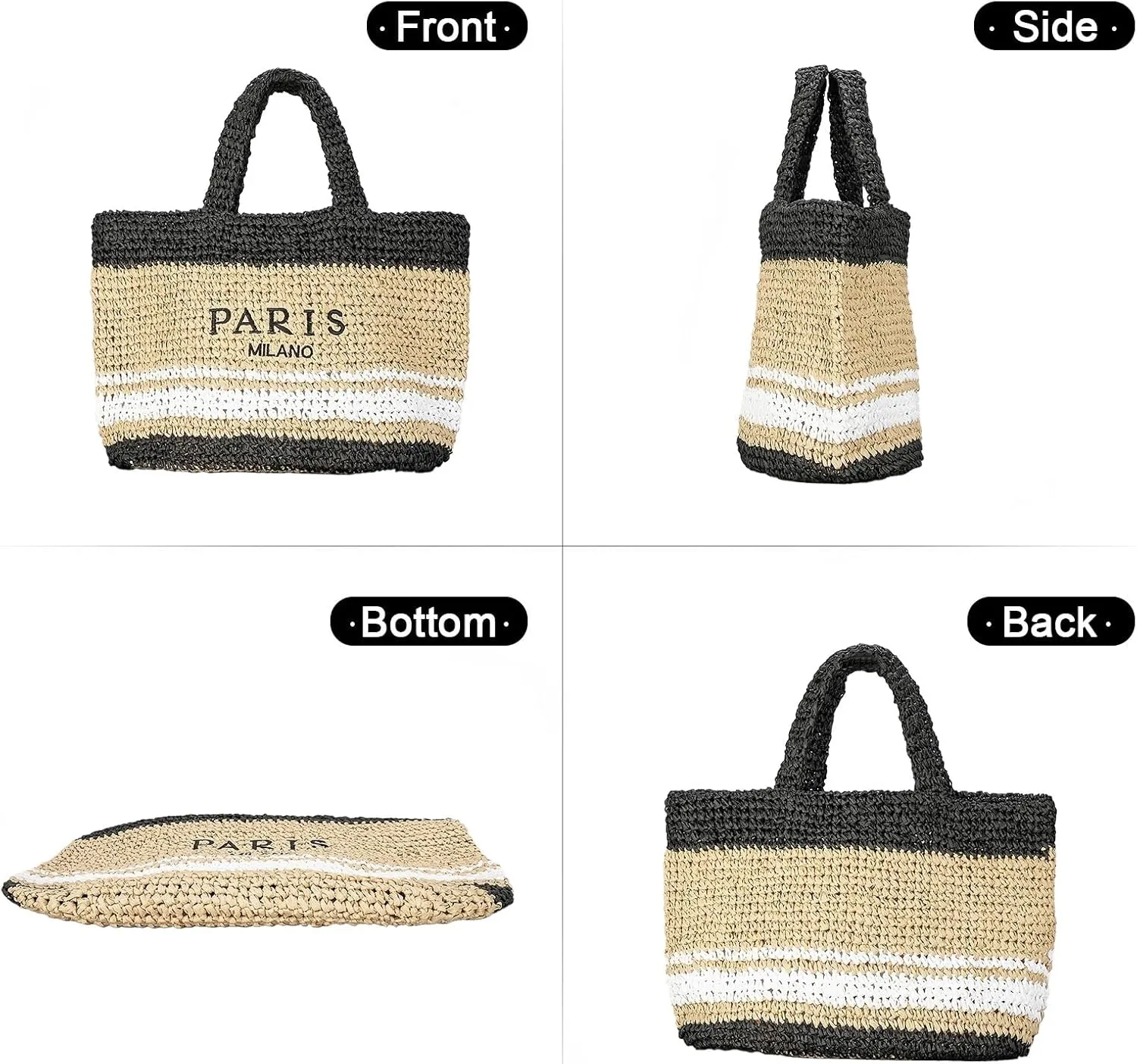 Large Straw Beach Bag for Women Summer Woven Shoulder Tote Bag Straw Purses and Handbags for Vacation