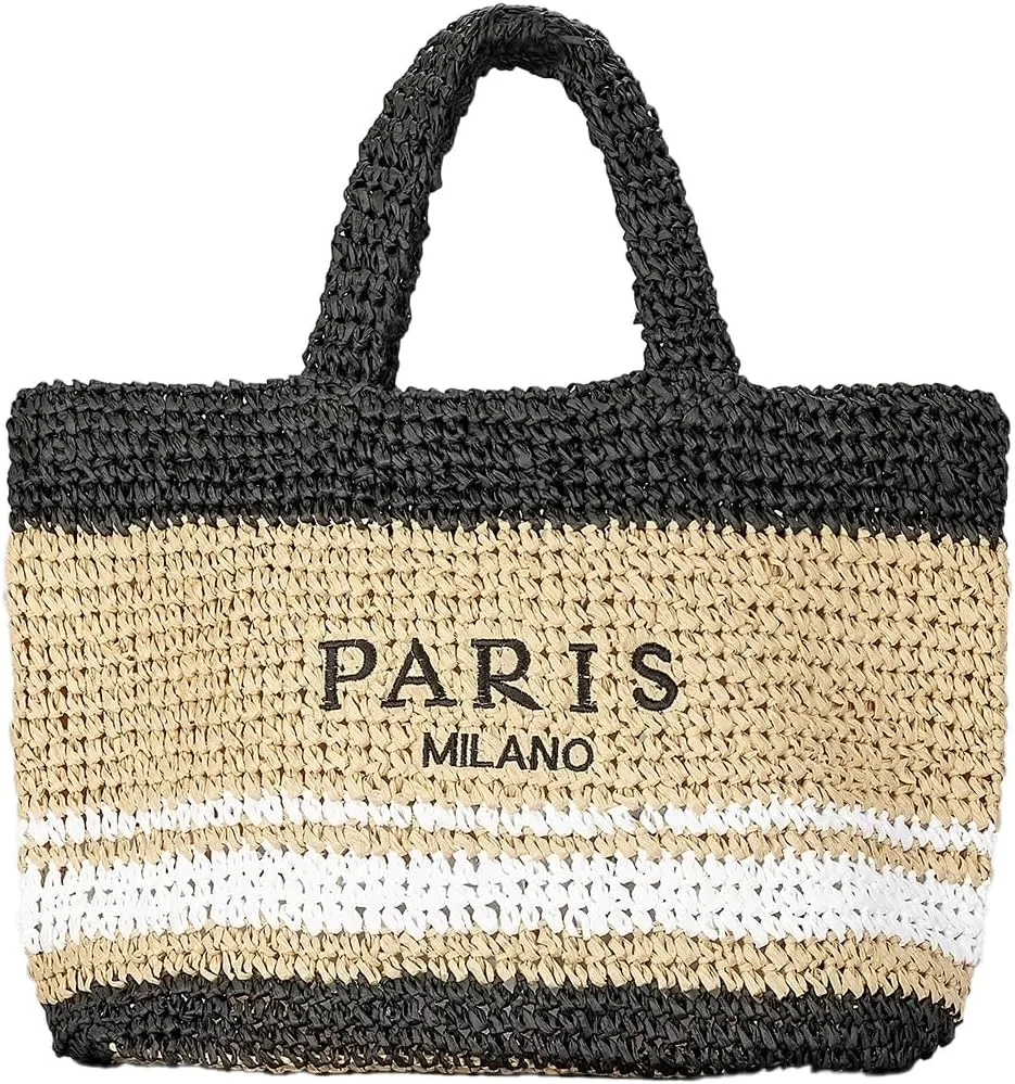 Large Straw Beach Bag for Women Summer Woven Shoulder Tote Bag Straw Purses and Handbags for Vacation