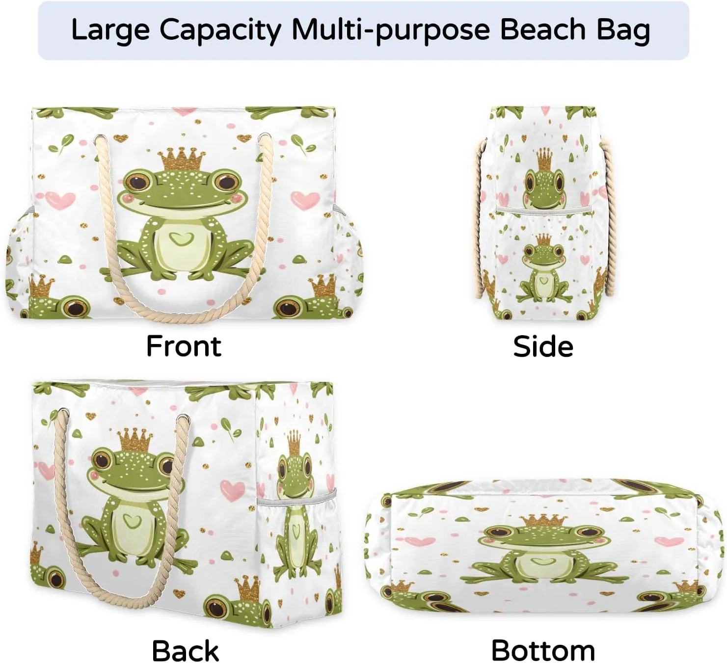 Large Tote Beach Bags for Women with Zipper Waterproof Sandproof Swim Pool Grocery Gym Travel Bag