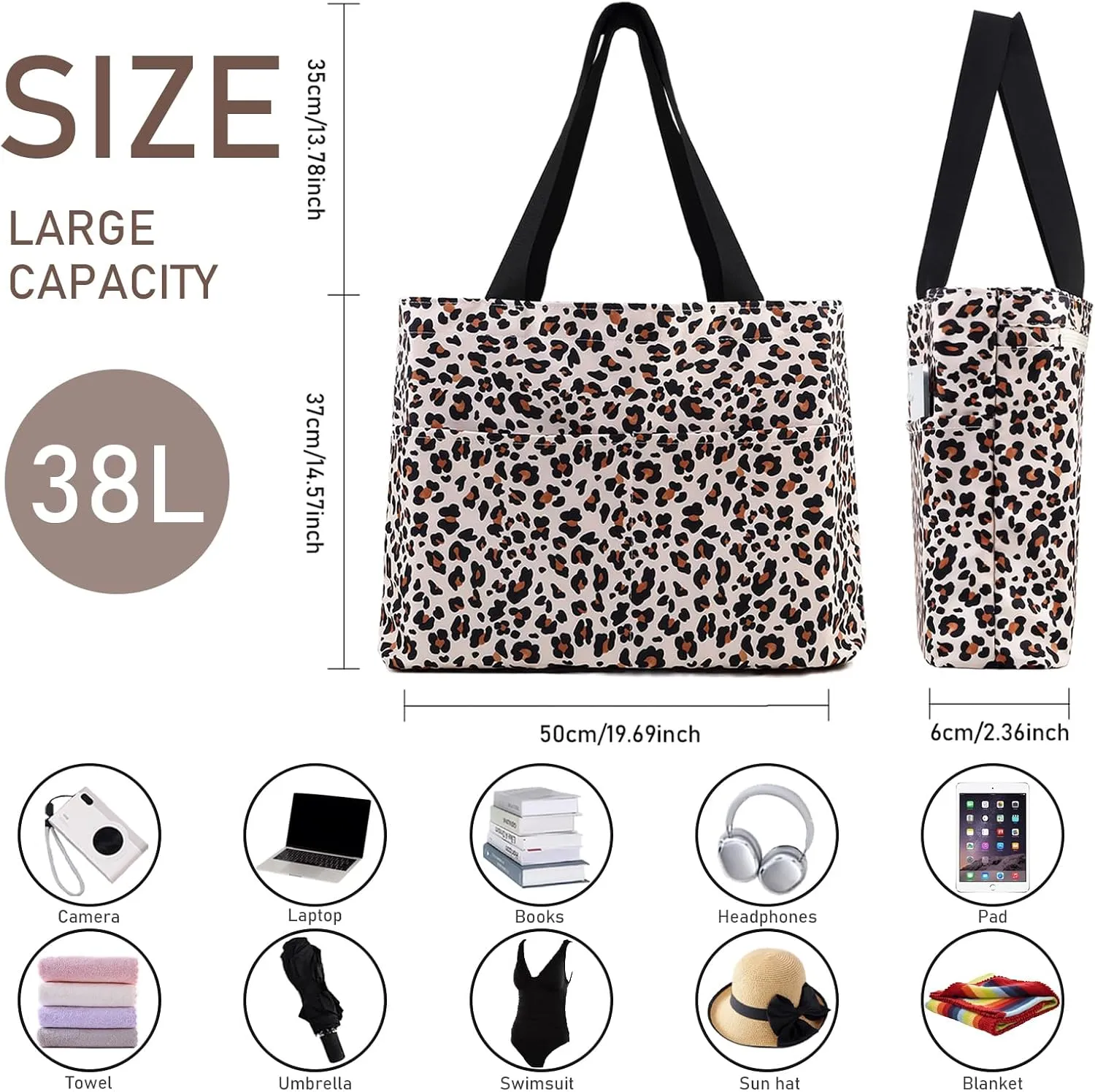 Large Waterproof Tote Bag for Women, Extra Wide Foldable Travel Beach Tote, Oversized Durable Carry-On Weekender Bag