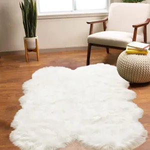 Latepis Sheepskin Rug 4X6 Area Rug White Faux Fur Rug for Bedroom Bedside Rug Fluffy Rugs for Living Room Fuzzy Rug Plush Soft Rug Luxury Home Decor