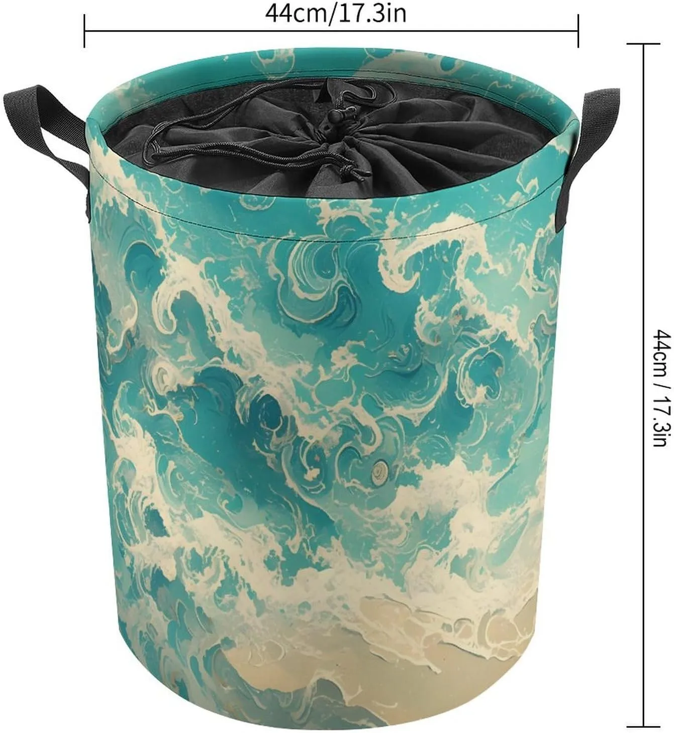 Laundry Hampers, Large Drawstring Laundry Bag, Removable Laundry Bags, Collapsible Storage Bin with Handles for Home Organization, Kids Room, Nursery Azure
