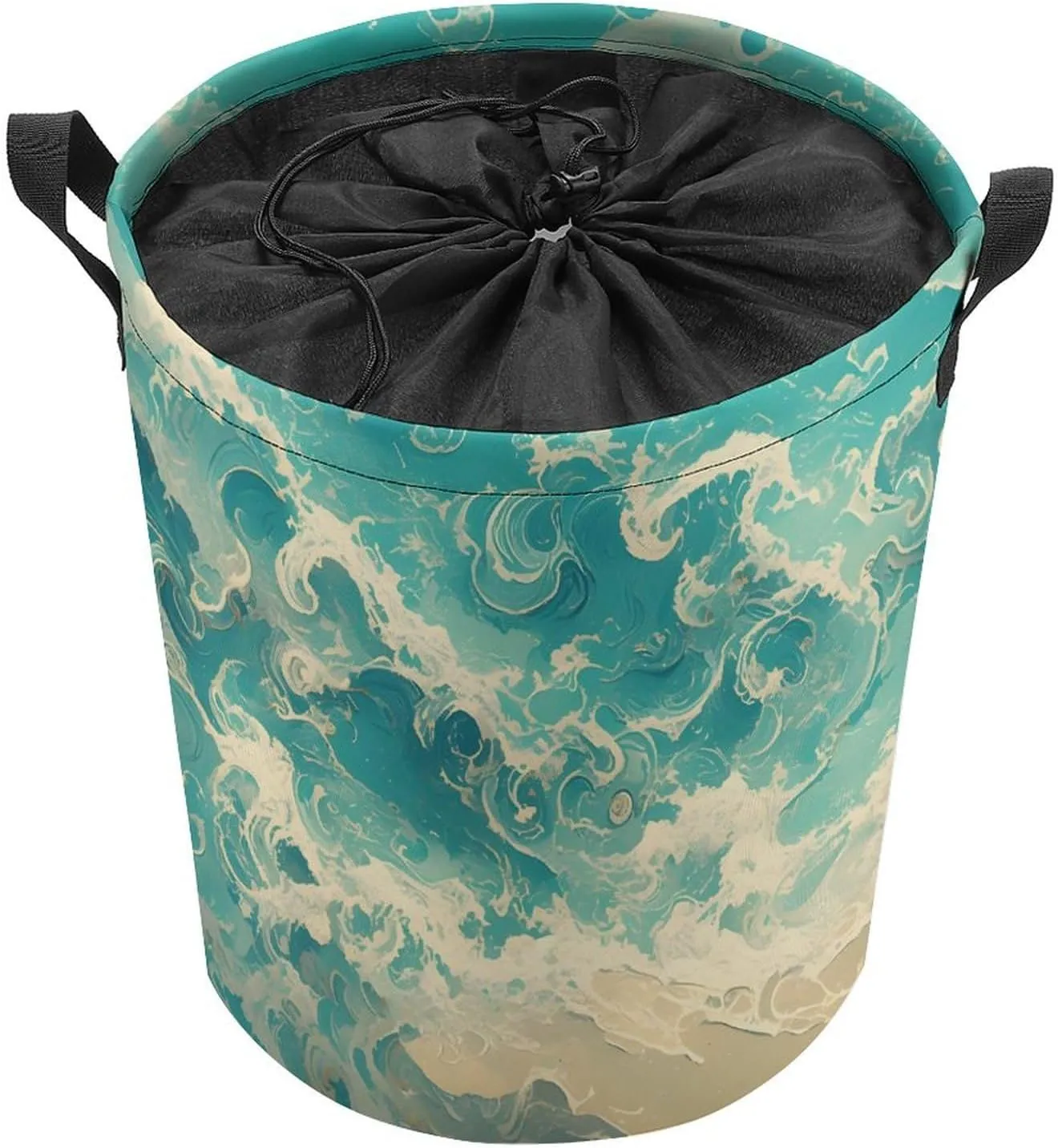 Laundry Hampers, Large Drawstring Laundry Bag, Removable Laundry Bags, Collapsible Storage Bin with Handles for Home Organization, Kids Room, Nursery Azure