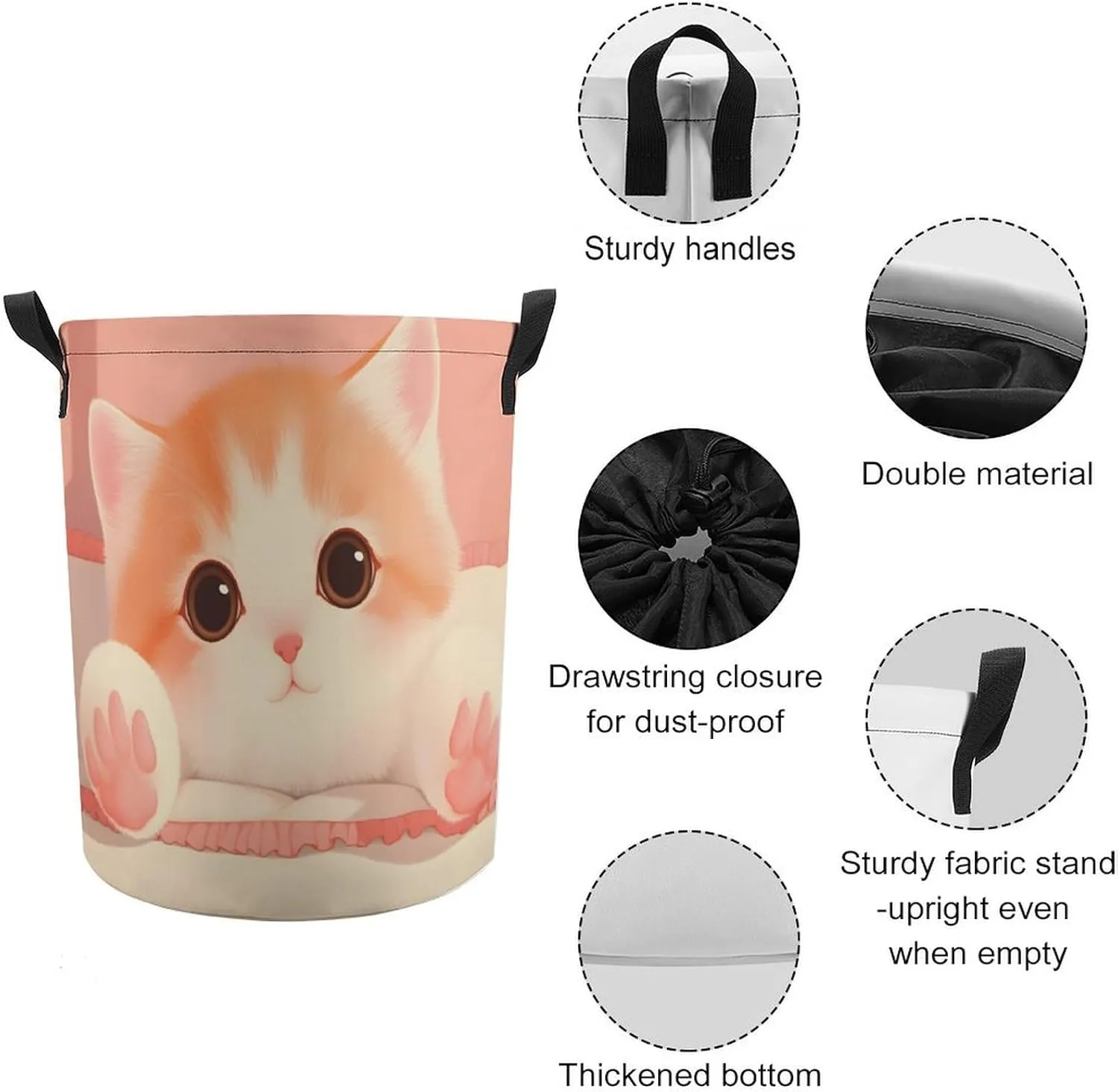 Laundry Hampers, Large Drawstring Laundry Bag, Removable Laundry Bags, Collapsible Storage Bin with Handles for Home Organization, Kids Room, Nursery Carnivore