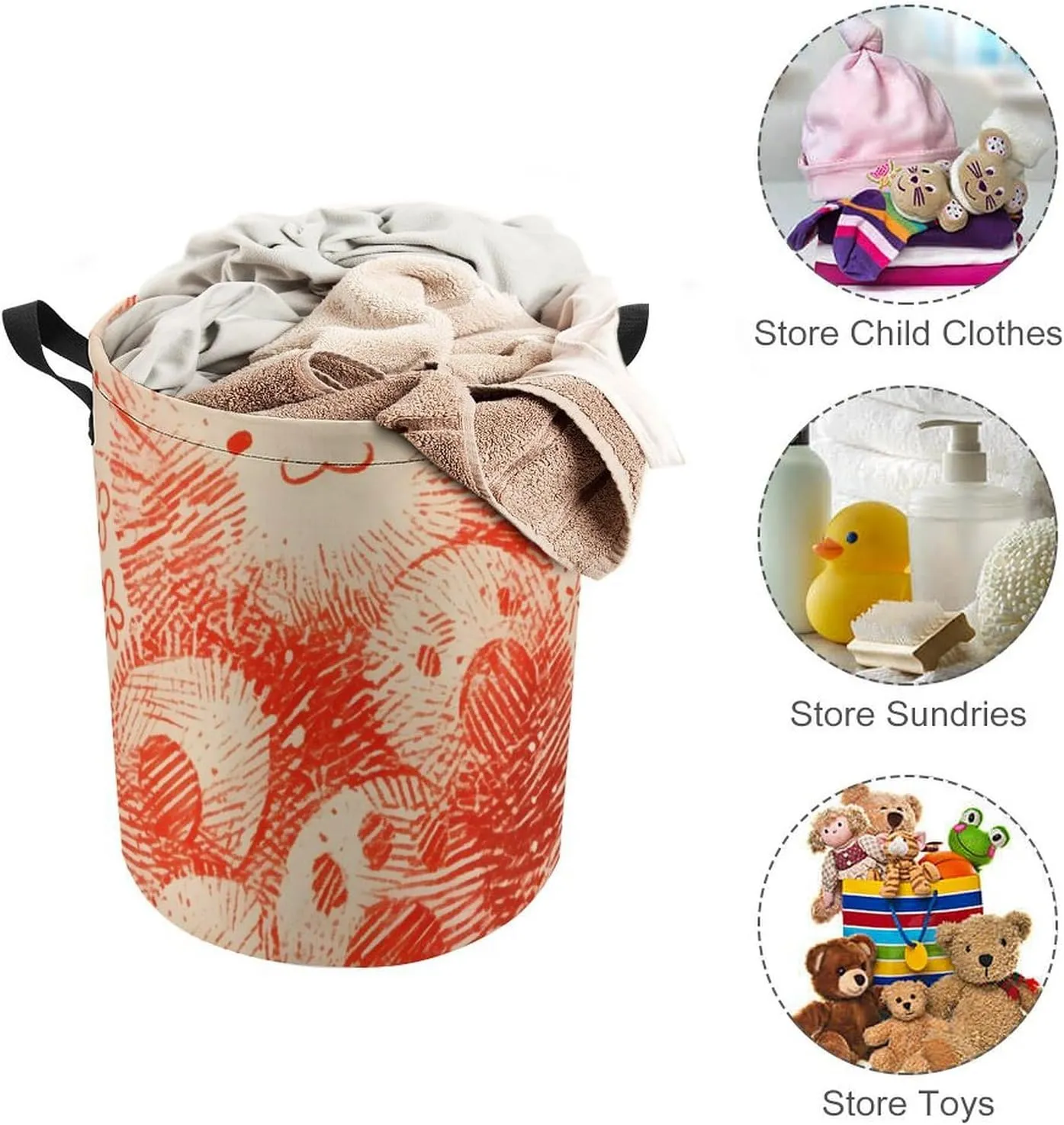 Laundry Hampers, Large Drawstring Laundry Bag, Removable Laundry Bags, Collapsible Storage Bin with Handles for Home Organization, Kids Room, Nursery Carnivore