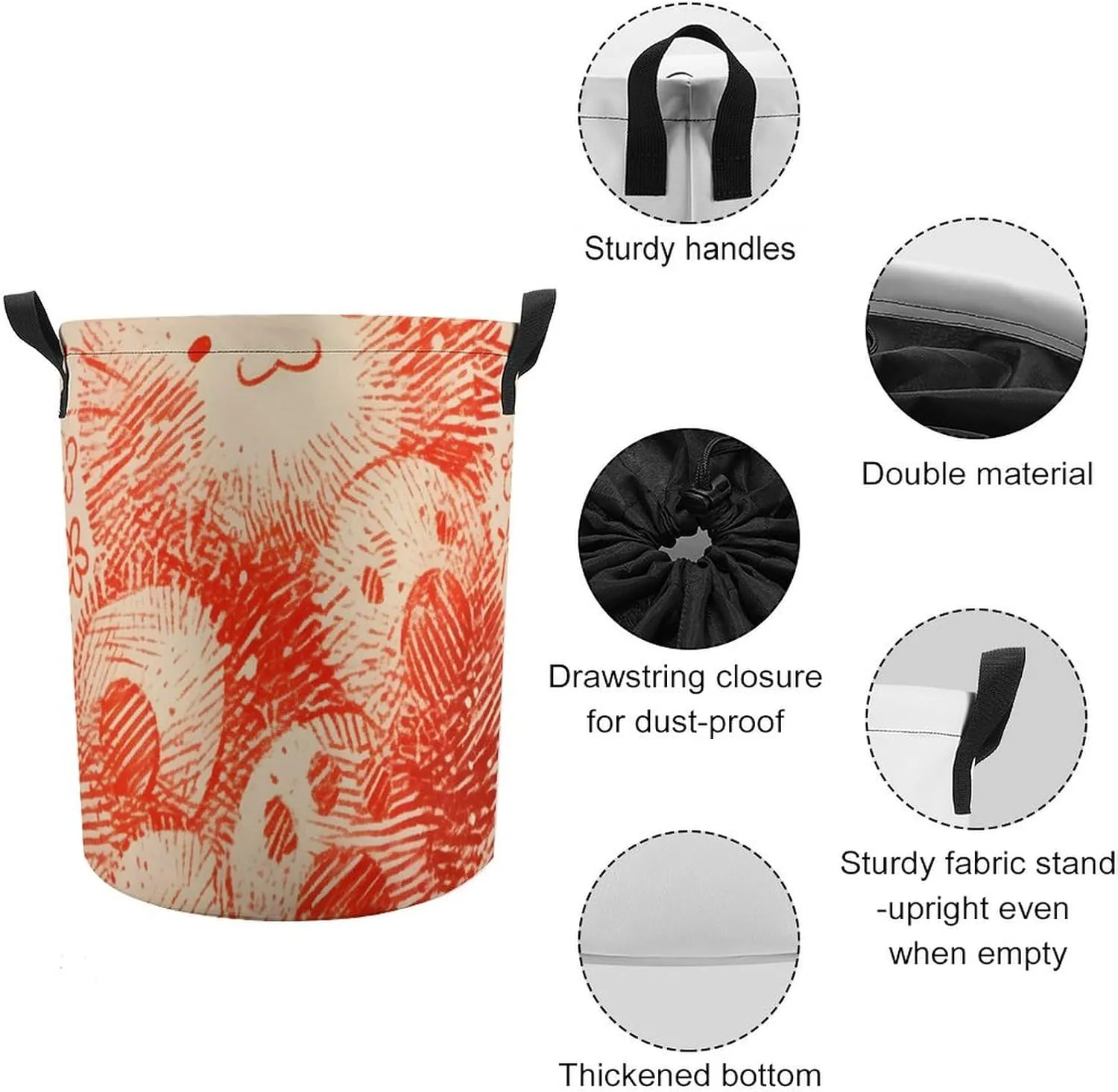 Laundry Hampers, Large Drawstring Laundry Bag, Removable Laundry Bags, Collapsible Storage Bin with Handles for Home Organization, Kids Room, Nursery Carnivore
