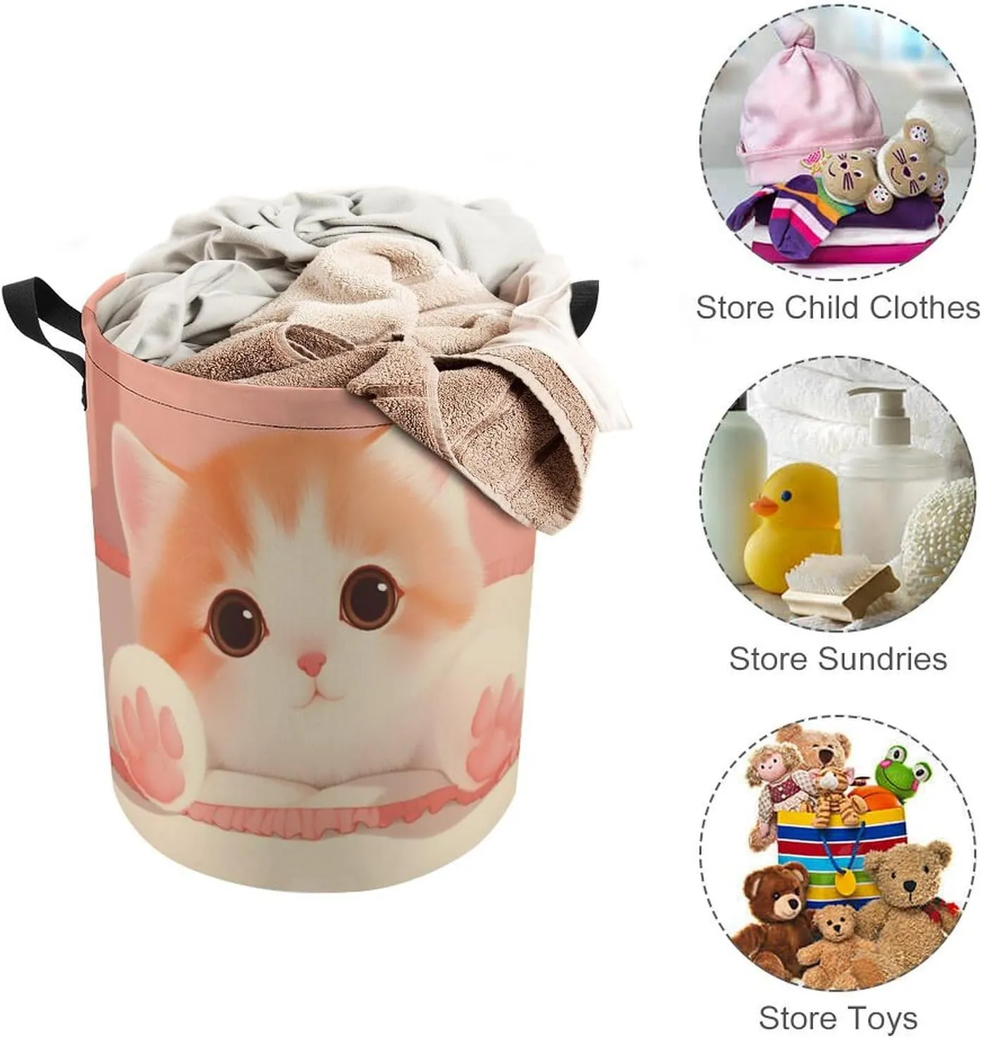 Laundry Hampers, Large Drawstring Laundry Bag, Removable Laundry Bags, Collapsible Storage Bin with Handles for Home Organization, Kids Room, Nursery Carnivore