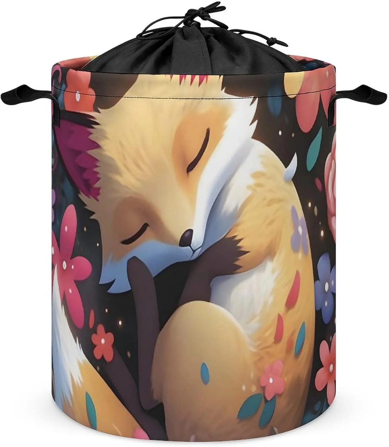 Laundry Hampers, Large Drawstring Laundry Bag, Removable Laundry Bags, Collapsible Storage Bin with Handles for Home Organization, Kids Room, Nursery Flower