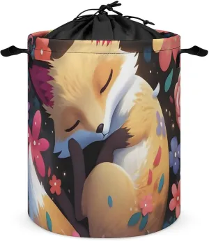Laundry Hampers, Large Drawstring Laundry Bag, Removable Laundry Bags, Collapsible Storage Bin with Handles for Home Organization, Kids Room, Nursery Flower