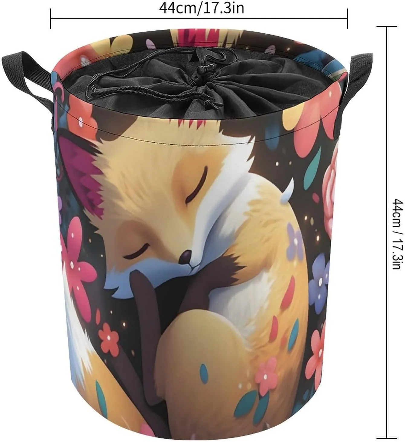 Laundry Hampers, Large Drawstring Laundry Bag, Removable Laundry Bags, Collapsible Storage Bin with Handles for Home Organization, Kids Room, Nursery Flower