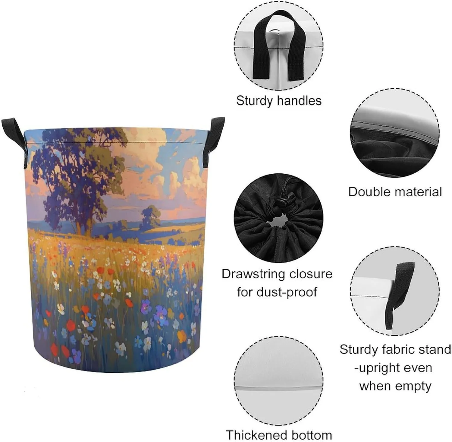 Laundry Hampers, Large Drawstring Laundry Bag, Removable Laundry Bags, Collapsible Storage Bin with Handles for Home Organization, Kids Room, Nursery Paint