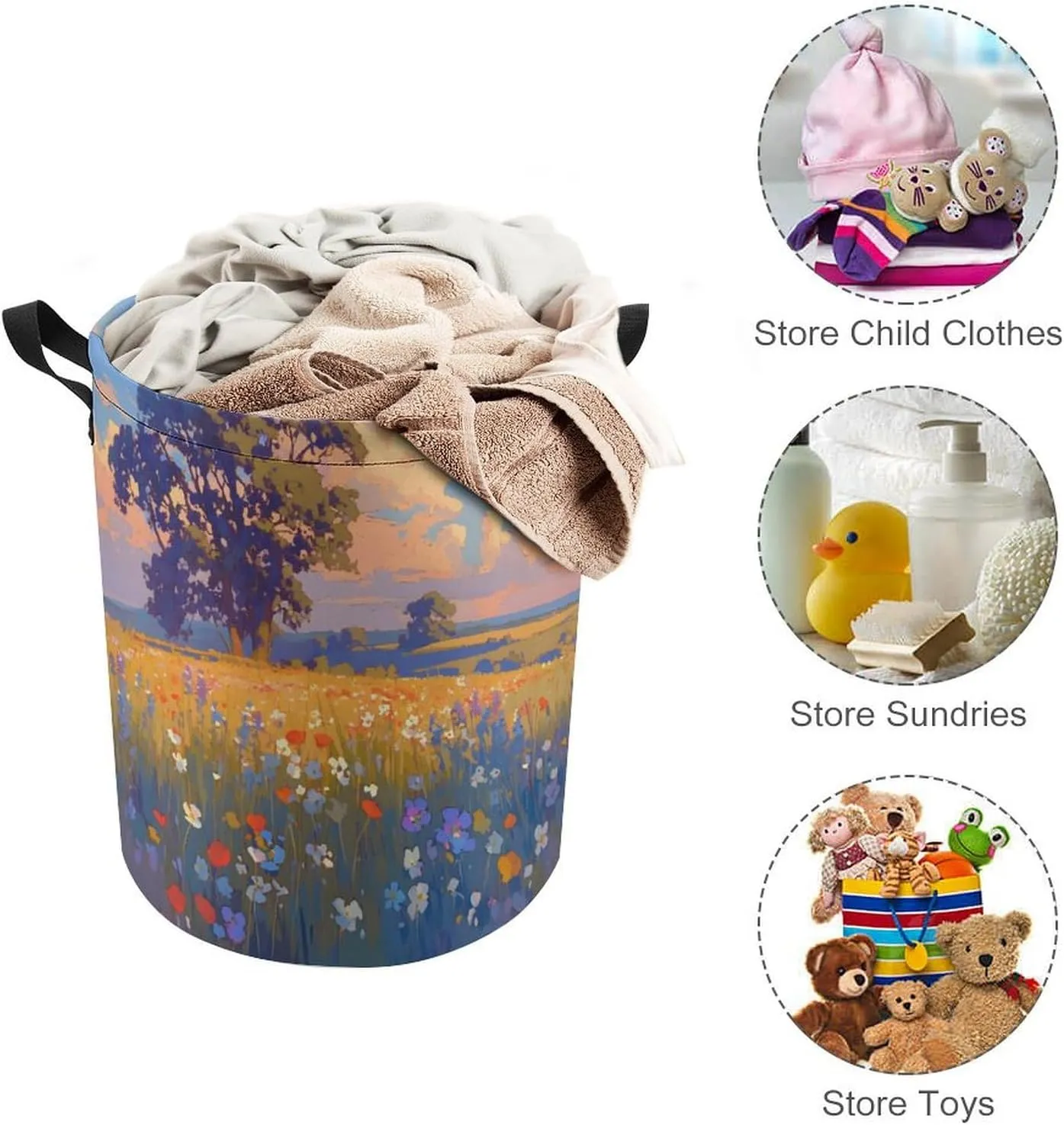 Laundry Hampers, Large Drawstring Laundry Bag, Removable Laundry Bags, Collapsible Storage Bin with Handles for Home Organization, Kids Room, Nursery Paint