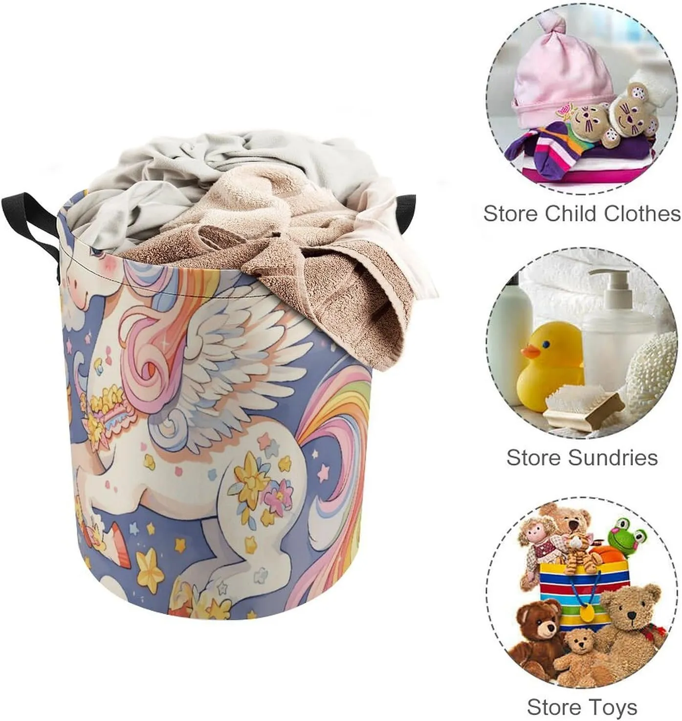 Laundry Hampers, Large Drawstring Laundry Bag, Removable Laundry Bags, Collapsible Storage Bin with Handles for Home Organization, Kids Room, Nursery Painting