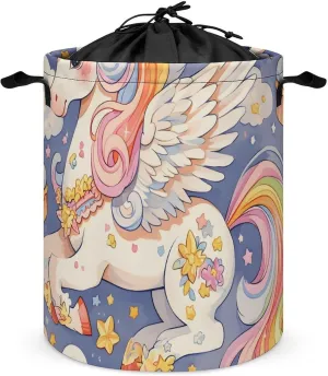 Laundry Hampers, Large Drawstring Laundry Bag, Removable Laundry Bags, Collapsible Storage Bin with Handles for Home Organization, Kids Room, Nursery Painting