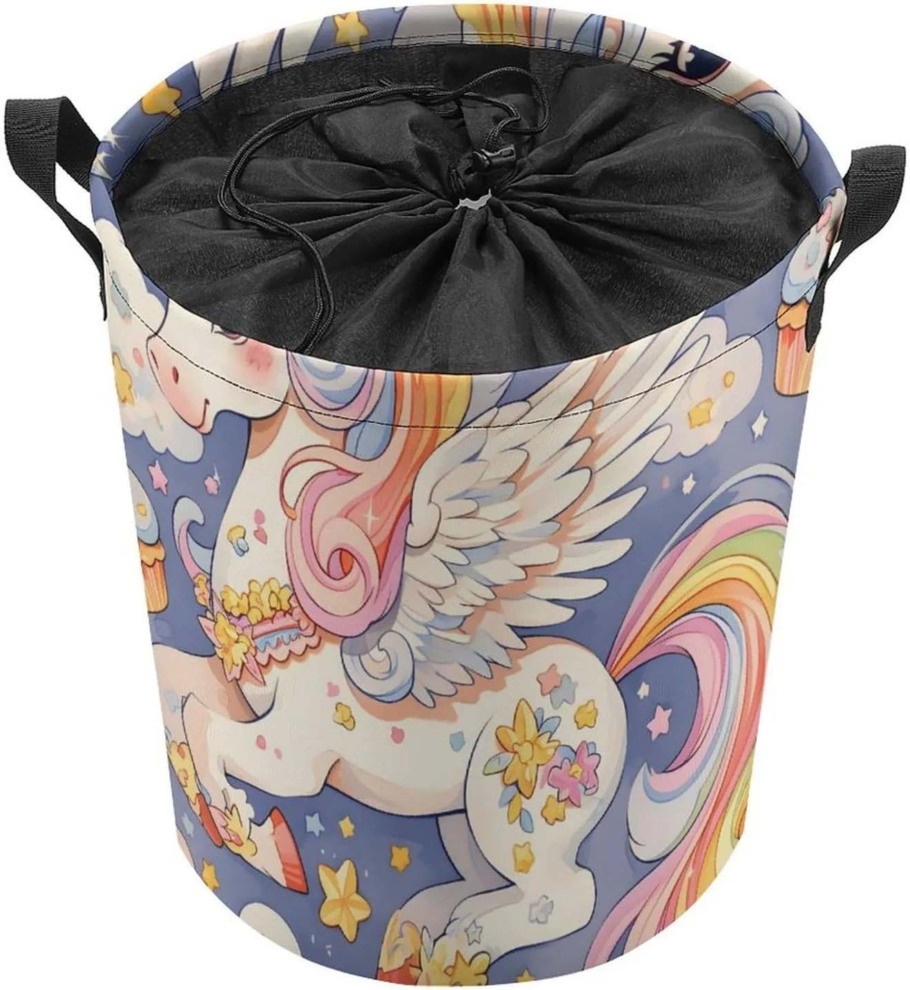 Laundry Hampers, Large Drawstring Laundry Bag, Removable Laundry Bags, Collapsible Storage Bin with Handles for Home Organization, Kids Room, Nursery Painting