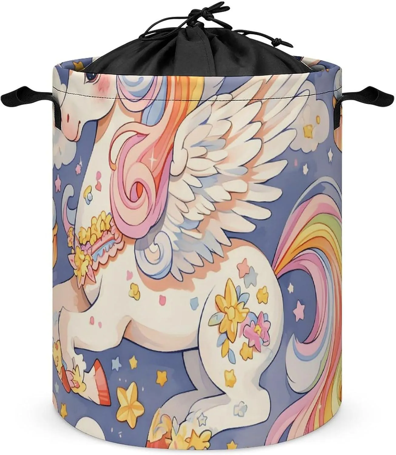 Laundry Hampers, Large Drawstring Laundry Bag, Removable Laundry Bags, Collapsible Storage Bin with Handles for Home Organization, Kids Room, Nursery Painting