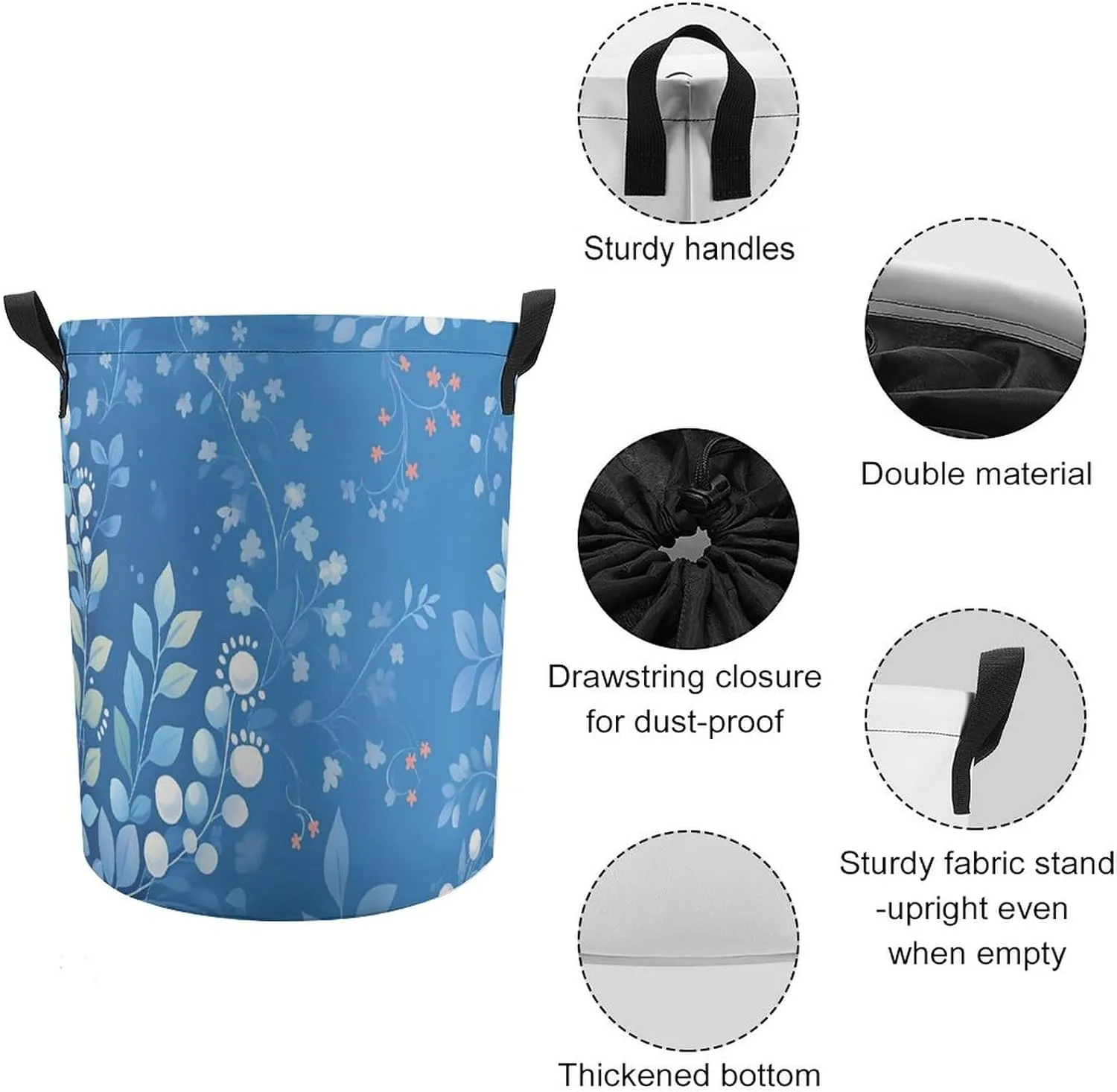 Laundry Hampers, Large Drawstring Laundry Bag, Removable Laundry Bags, Collapsible Storage Bin with Handles for Home Organization, Kids Room, Nursery Pattern
