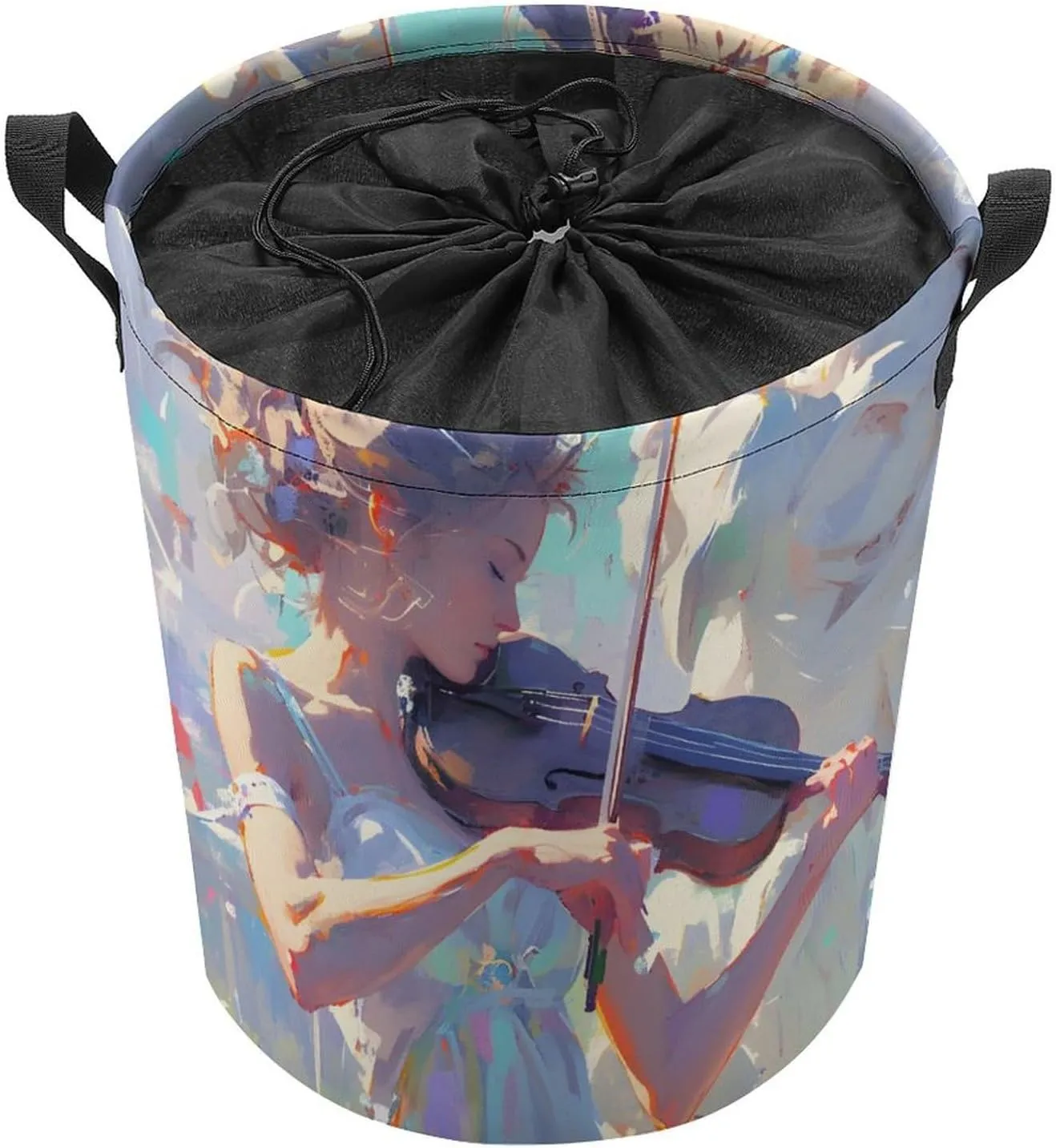 Laundry Hampers, Large Drawstring Laundry Bag, Removable Laundry Bags, Collapsible Storage Bin with Handles for Home Organization, Kids Room, Nursery String Instrument
