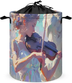 Laundry Hampers, Large Drawstring Laundry Bag, Removable Laundry Bags, Collapsible Storage Bin with Handles for Home Organization, Kids Room, Nursery String Instrument
