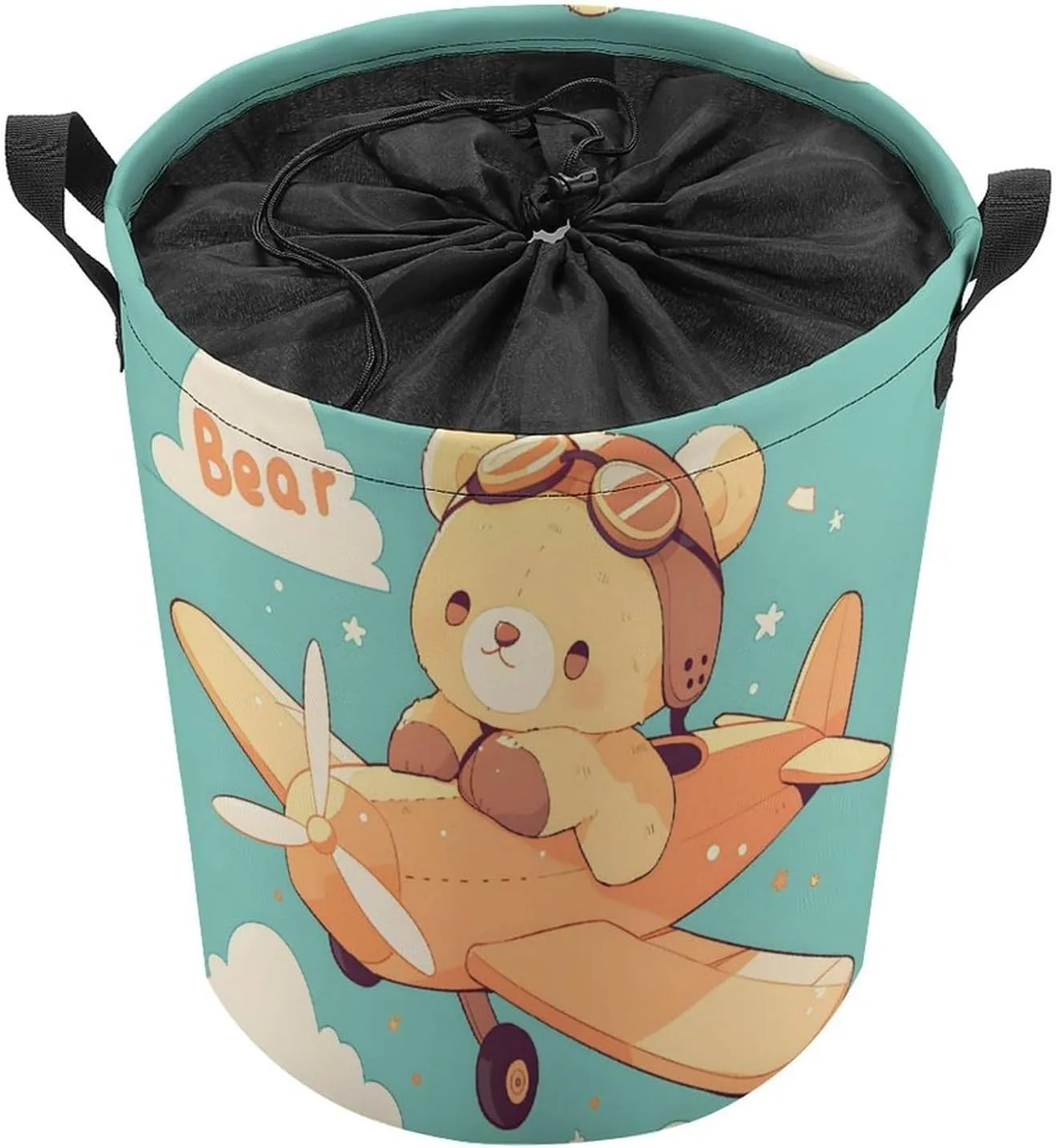 Laundry Hampers, Large Drawstring Laundry Bag, Removable Laundry Bags, Collapsible Storage Bin with Handles for Home Organization, Kids Room, Nursery Vehicle