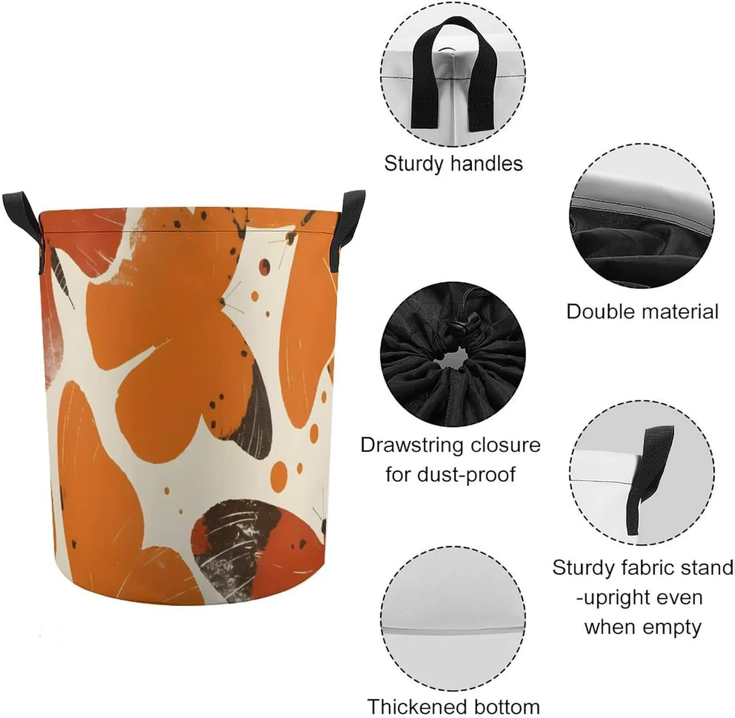 Laundry Hampers, Large Drawstring Laundry Bag, Removable Laundry Bags, Collapsible Storage Bin with Handles for Home Organization, Kids Room, Nursery Vertebrate