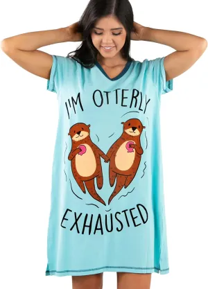 Lazy One Women's Nightgown, Funny V-Neck Sleep Shirt for Women, Novelty Pajama Shirts